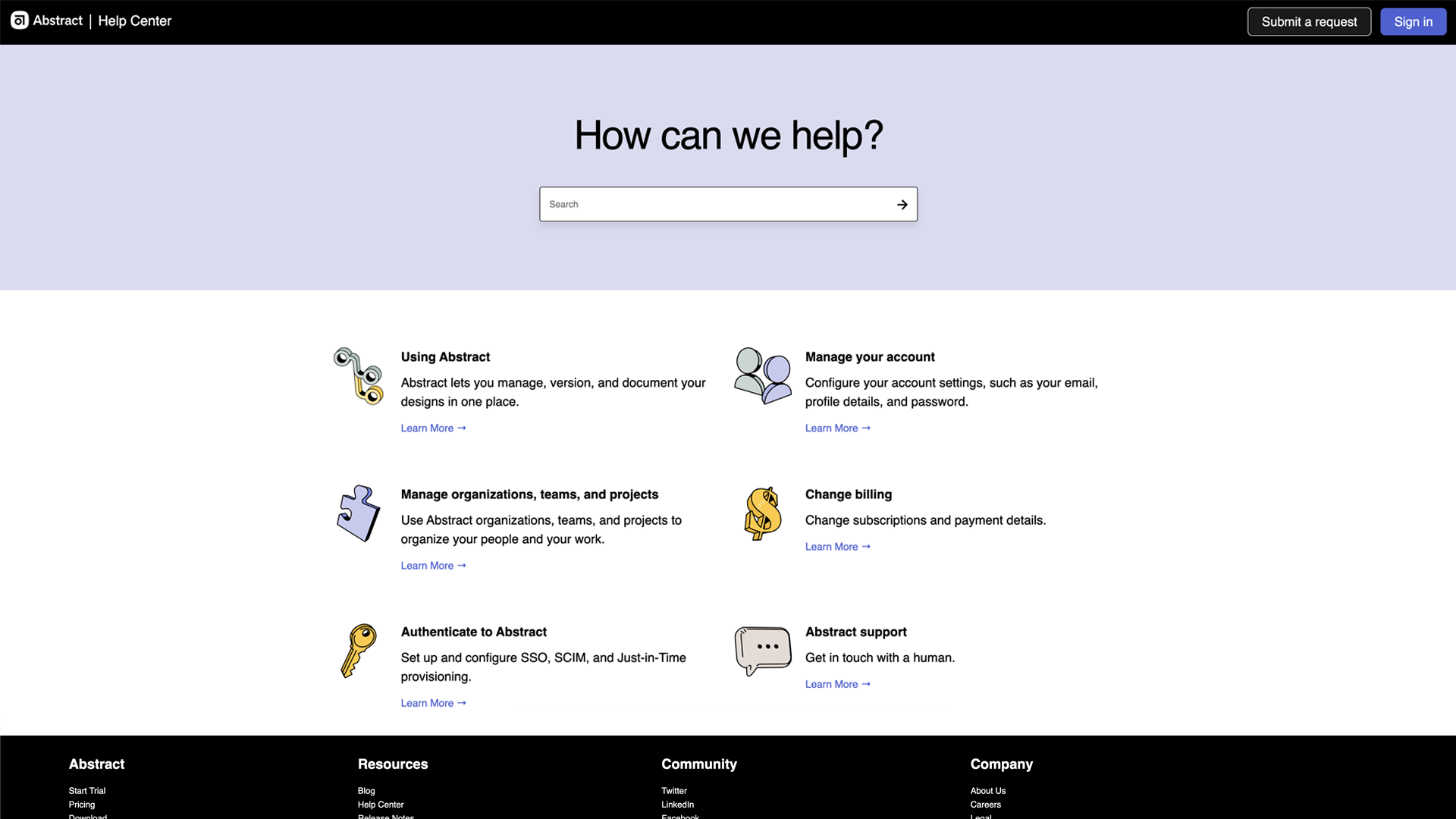 Abstract help center clone screenshot